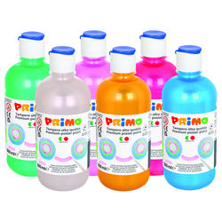 Box 6 tempera colori perlati 500ml colori assortiti PRIMO