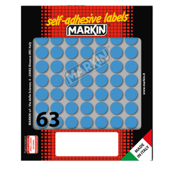 Etichetta adesiva blu tonda D14mm (10fogli x 63etichette) Markin