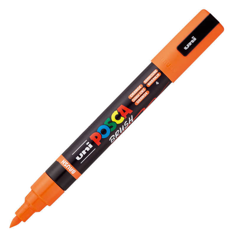 Marcatore Uni Posca PC5MBR punta brush 1.0 - 4.0mm arancio Uni Mitsubishi
