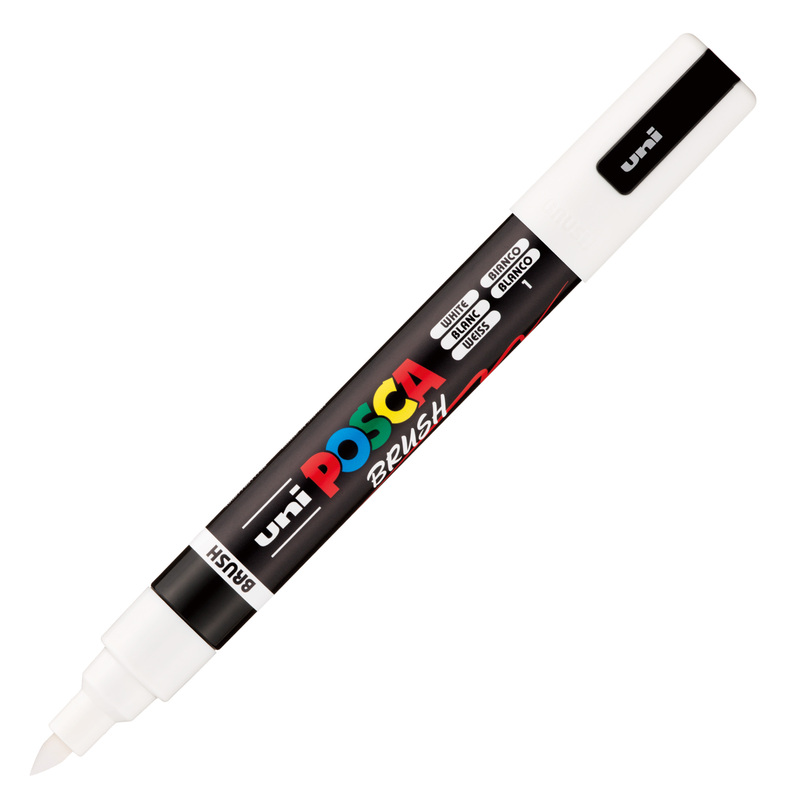Marcatore Uni Posca PC5MBR punta brush 1.0 - 4.0mm bianco Uni Mitsubishi