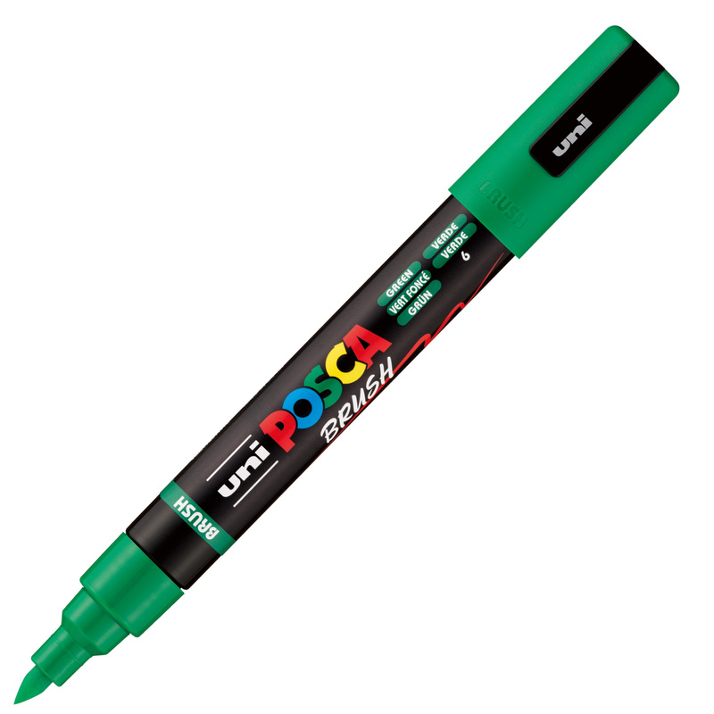 Marcatore Uni Posca PC5MBR punta brush 1.0 - 4.0mm verde Uni Mitsubishi