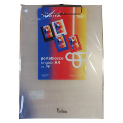 PORTABLOCCO A4 IN PPL CON MOLLA IN METALLO GRIGIO FUME'