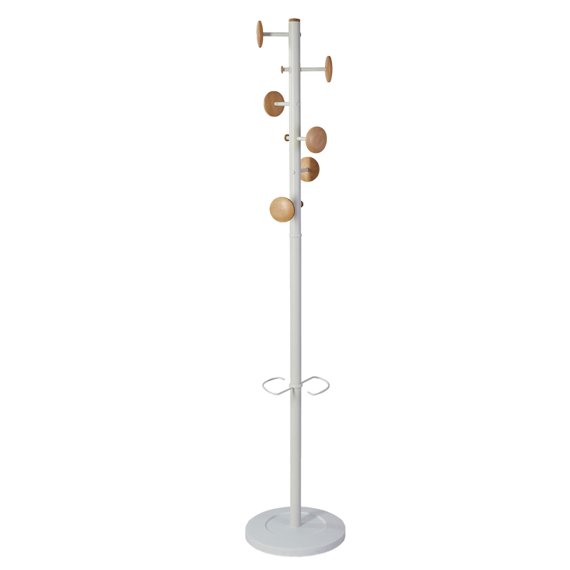 Appendiabiti a 6 ganci + 3 miniganci 175cm bianco/legno Music Alba