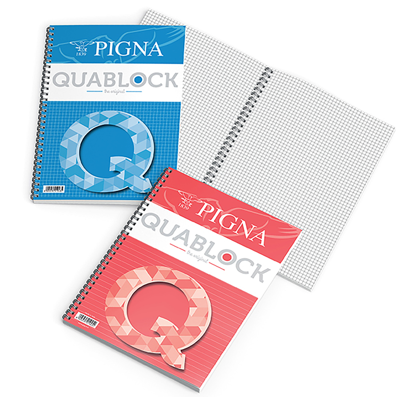 BLOCCO SPIRALATO 22x29,7cm 4fori 5mm 80gr 120fg QUABLOCK ORIGINAL PIGNA