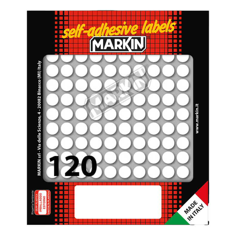 Etichetta adesiva bianca tonda D10mm (10fogli x 120etichette) Markin