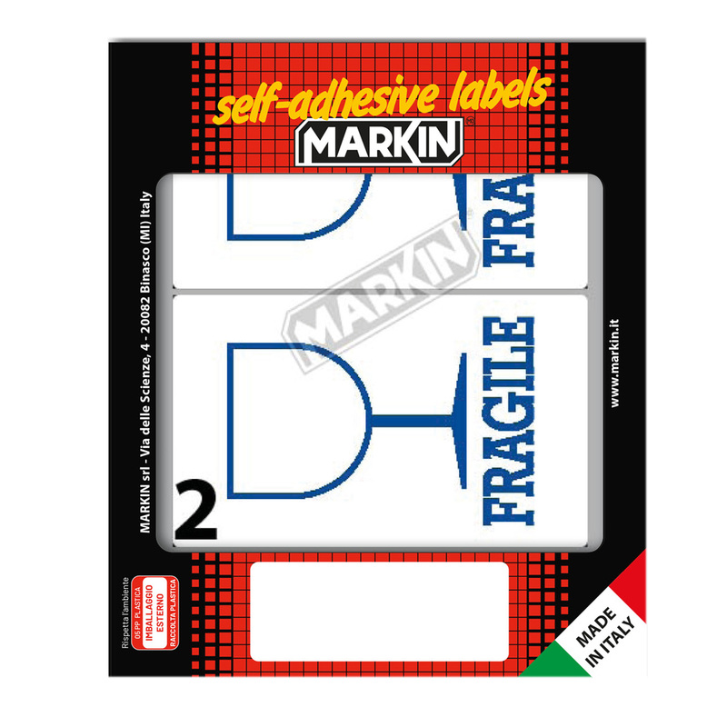 Etichetta adesiva bianca 115x70mm FRAGILE (10fg x 2etichette) Markin