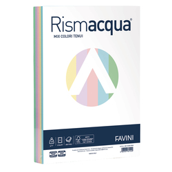 Carta RISMACQUA 140gr A4 200fg mix 5 colori FAVINI