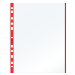 10 BUSTE FORATE 21x29.7cm C/BANDA COLORE ROSSO 01/0165