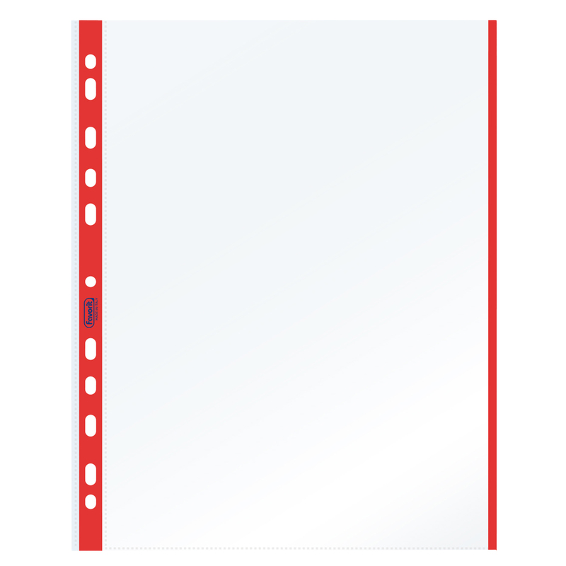 10 BUSTE FORATE 21x29.7cm C/BANDA COLORE ROSSO 01/0165