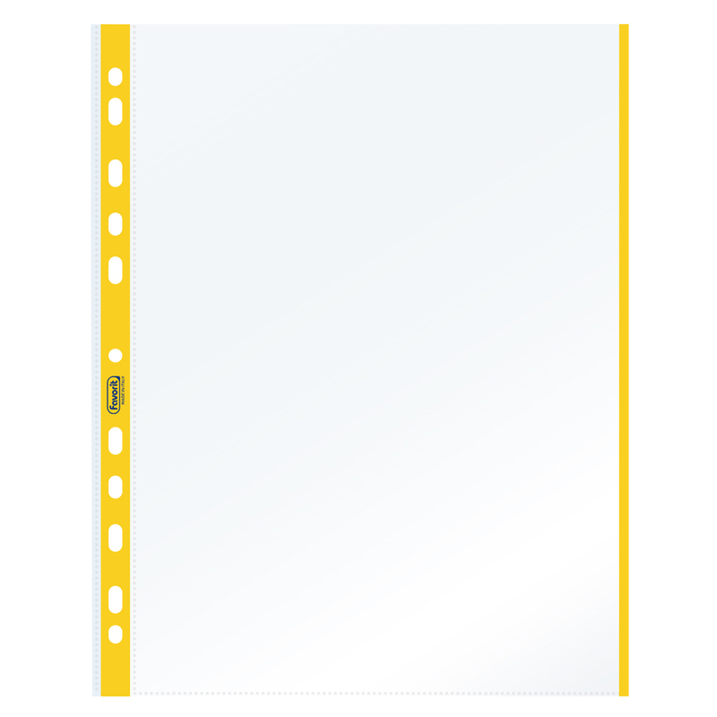 10 BUSTE FORATE 21x29.7cm C/BANDA COLORE GIALLO 01/0165