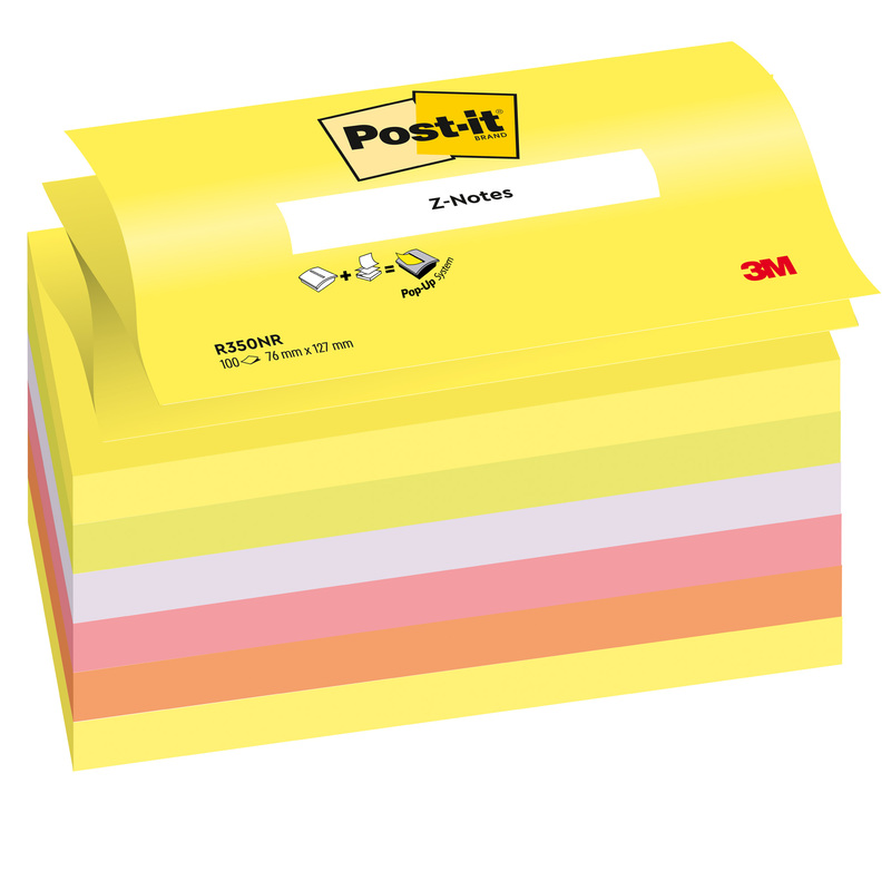 BLOCCO Post-itR Super Sticky Z-Notes 76x127mm 100fg R350NR ASSORT.NEON