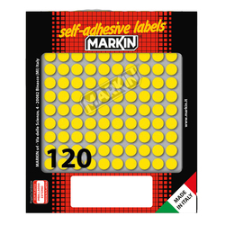 Etichetta adesiva giallo tonda D10mm (10fogli x 120etichette) Markin