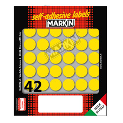 Etichetta adesiva giallo tonda D18mm (10fogli x 42etichette) Markin