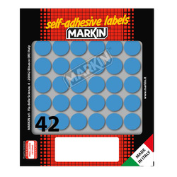 Etichetta adesiva blu tonda D18mm (10fogli x 42etichette) Markin