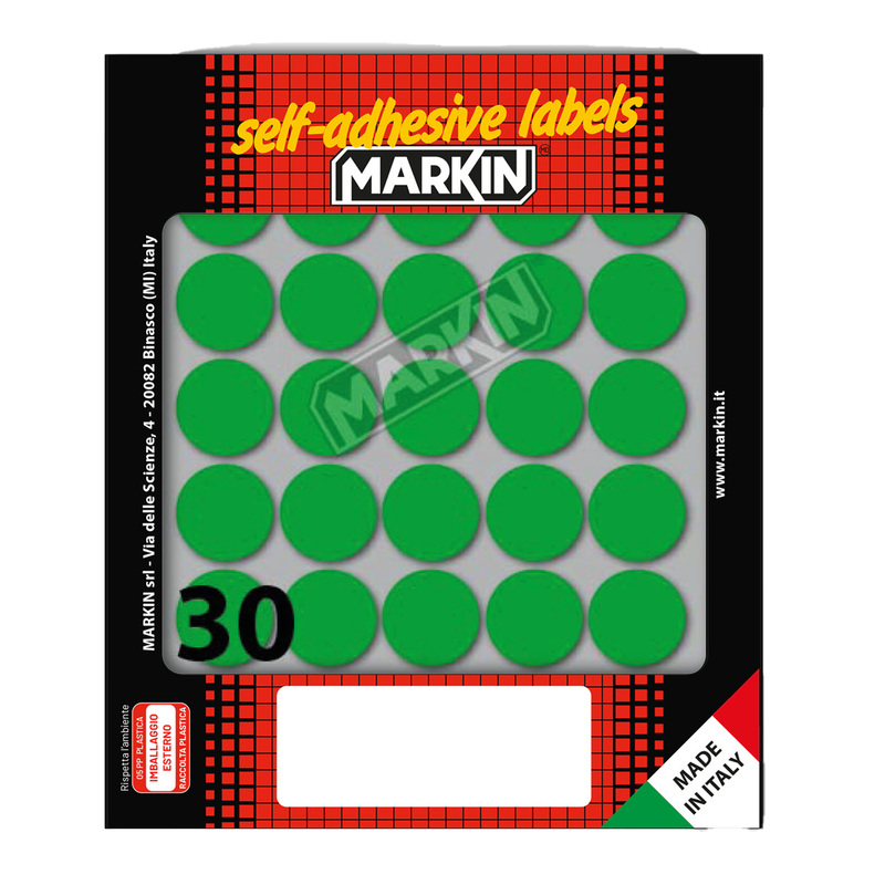 Etichetta adesiva verde tonda D22mm (10fogli x 30etichette) Markin
