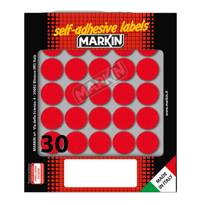 Etichetta adesiva rosso tonda D22mm (10fogli x 30etichette) Markin