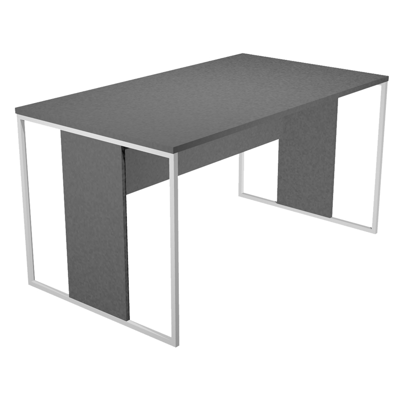 SCRIVANIA SINGOLA 160X80cm ANTRACITE - gamba BIANCO - ESSENCE