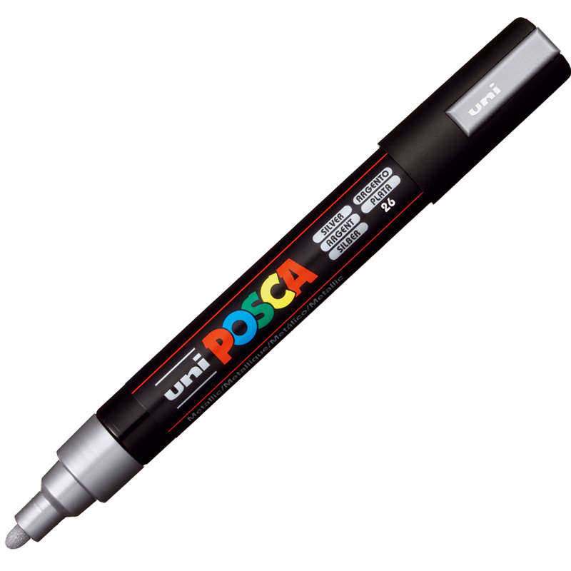 Marcatore UNI POSCA PC5M p.media 1,8-2,5mm argento UNI MITSUBISHI