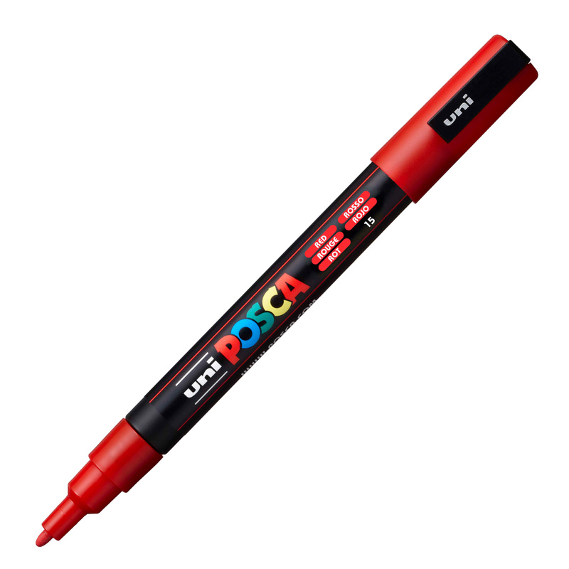 Marcatore UNI POSCA PC3M p.fine 0,9-1,3mm rosso UNI MITSUBISHI