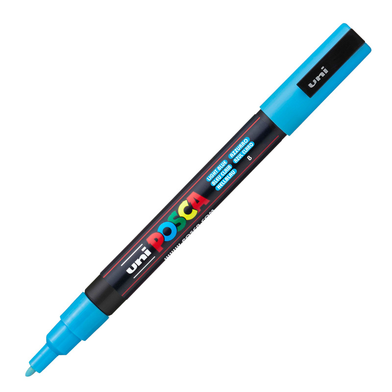 Marcatore UNI POSCA PC3M p.fine 0,9-1,3mm azzurro UNI MITSUBISHI