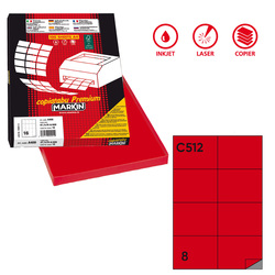 Etichetta adesiva C/512 rosso 100fg A4 105x74,25mm (8et/fg) Markin