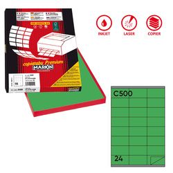 Etichetta adesiva C/500 verde 100fg A4 70x36mm (24et/fg) Markin