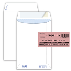 50 buste sacco COMPETITOR FSCR bianca strip adesivo 300x400mm 80gr Pigna Envelop