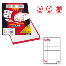 Etichetta adesiva A/408 bianca 100fg A4 47,5X46,5mm (24eti/fg) Markin