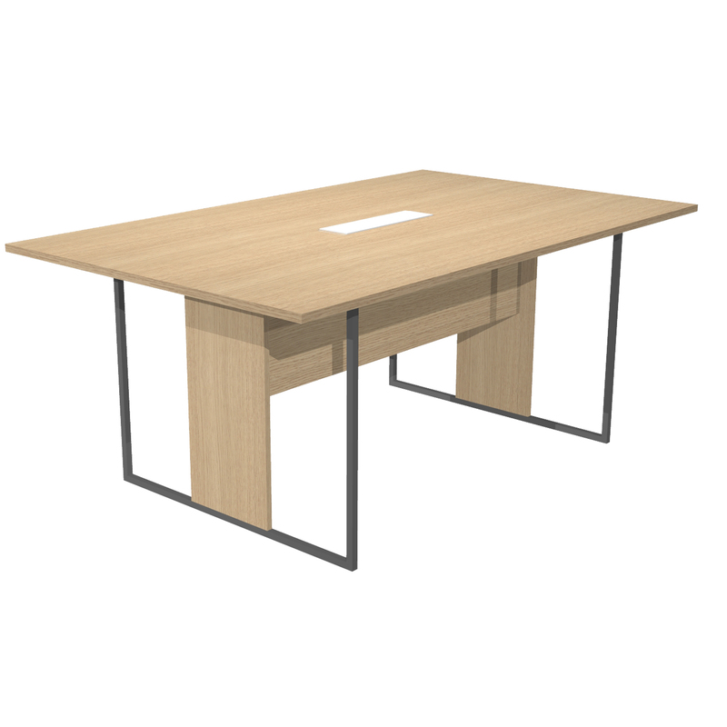 Tavolo riunione 180x110cm rovere / gamba antracite / top bianco ESSENCE