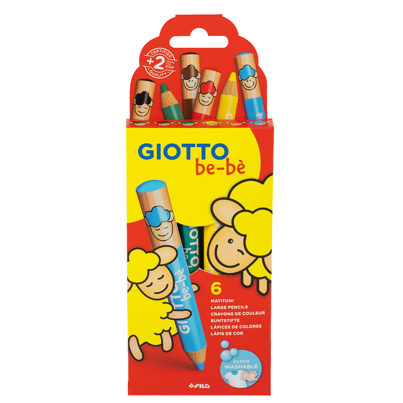 Astuccio 6 supermatitoni lavabili c/temperino GIOTTO BeBE'