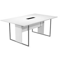 Tavolo riunione 180x110cm bianco / gamba antracite / top nero ESSENCE