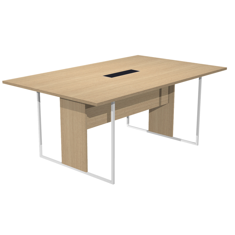 Tavolo riunione 180x110cm rovere / gamba bianco / top nero ESSENCE