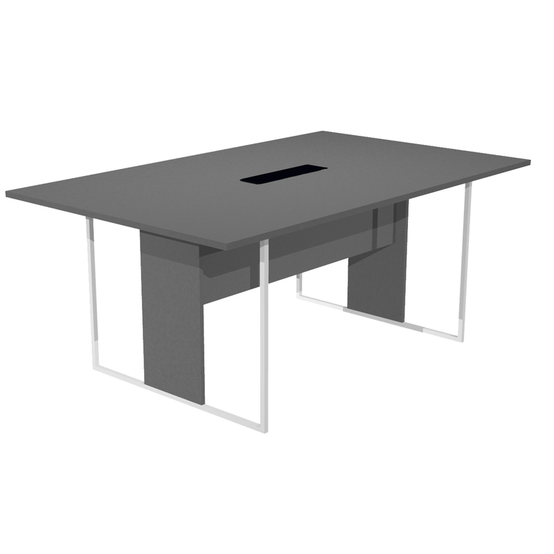 Tavolo riunione 180x110cm antracite / gamba bianco / top nero ESSENCE