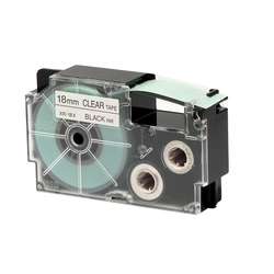 NASTRO CASIO 18MM X 8MT NERO SU TRASPARENTE