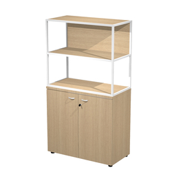 LIBRERIA bassa a giorno 90x44cm - H80cm ROVERE - gamba bianco ESSENCE