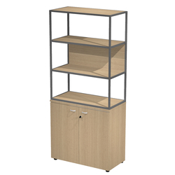 LIBRERIA media metal + arm. basso bianco/bianco/antrac./str.antracite ESSENCE