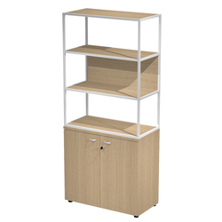 LIBRERIA media metal + arm. basso bianco/bianco/antrac./str.bianca ESSENCE