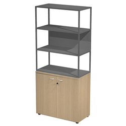 LIBRERIA media metal + arm. basso bianco/antracite/bianco/str.bianco ESSENCE