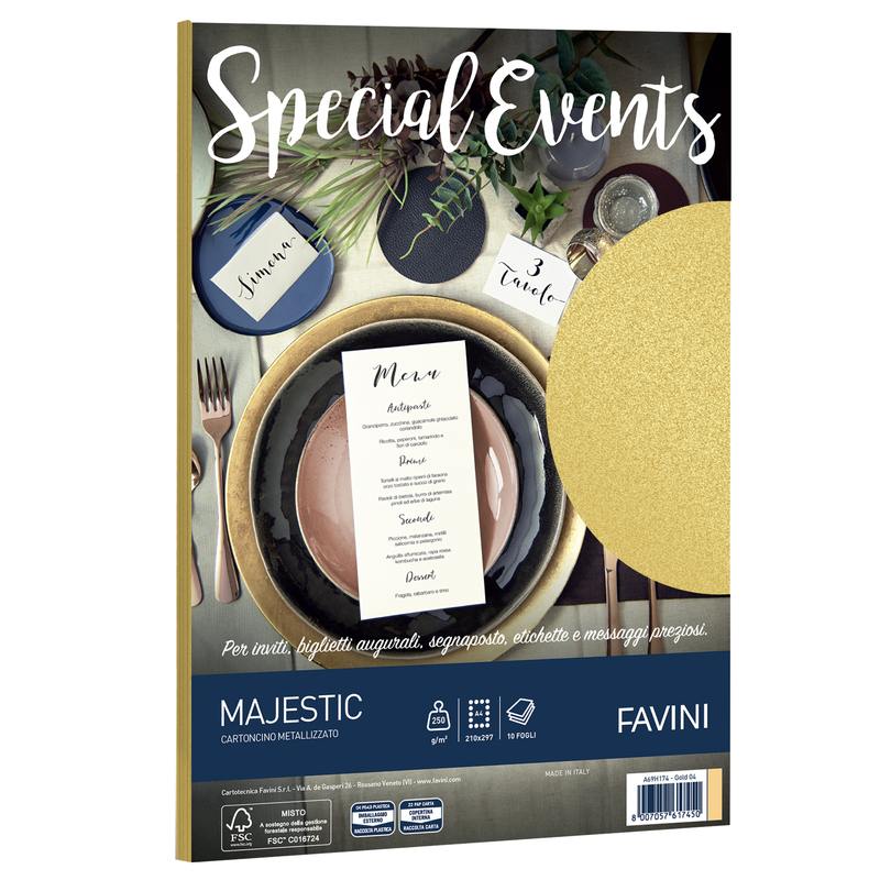 Carta metallizzata SPECIAL EVENTS A4 10fg 250gr oro FAVINI