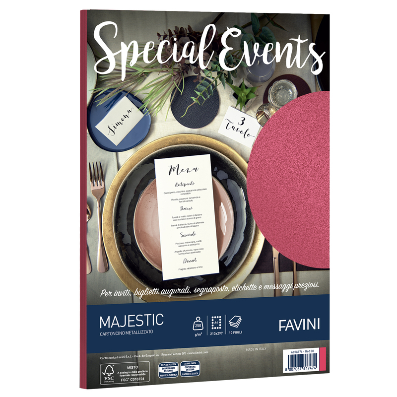 Carta metallizzata SPECIAL EVENTS A4 10fg 250gr rosso FAVINI