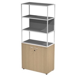 LIBRERIA media metal + arm. basso bianco/antracite/antracite/str.antrac ESSENCE