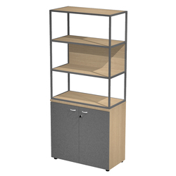 LIBRERIA media metal + arm. basso bianco/antracite/antracite/str.bianco ESSENCE