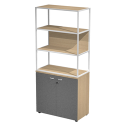 LIBRERIA media metal + arm. basso rovere/rovere/rovere/str.antracite ESSENCE