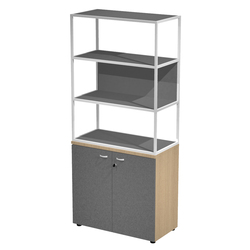 LIBRERIA media metal + arm. basso rovere/rovere/antracite/str.antracite ESSENCE