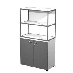 LIBRERIA media metal + arm. basso rovere/rovere/antracite/str.bianca ESSENCE