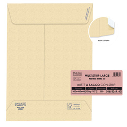 250 buste sacco MULTI STRIP LARGE avana carta ric. 300x400x40mm 120gr Pigna Enve