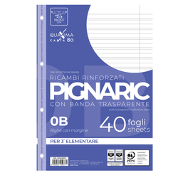 RICAMBI FORATI RINFORZATI A4 RIGO DI 3  40FG 80GR PIGNARIC