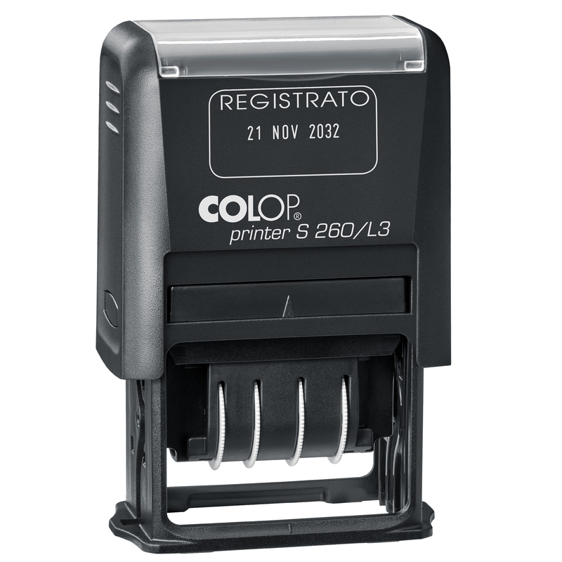 Timbro S260/L3 DATARIO + REGISTRATO 4mm autoinchiostrante COLOP