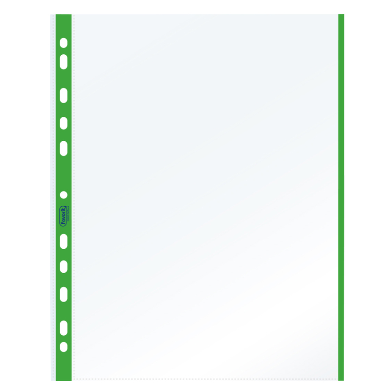 10 BUSTE FORATE 21x29.7cm C/BANDA COLORE VERDE 01/0165