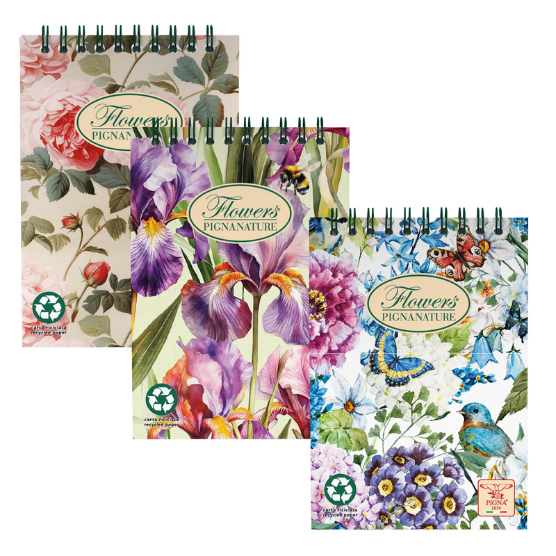 BLOCCO SPIRALE 5MM A6 80GR 50FG PIGNA NATURE FLOWERS